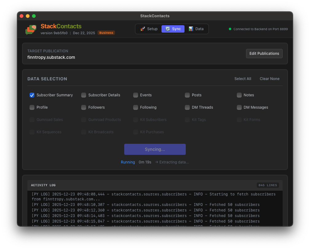 Sync your data with StackContacts